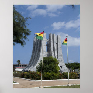 Affiche Afrique, Ghana, Accra. Mausolée de Nkrumah, 3 dern