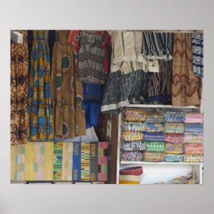 Affiche Afrique, Ghana, Accra. Textile et artisanat d'Accr