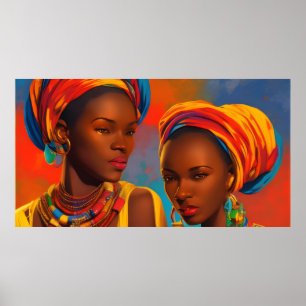 Affiche Afrique vintage art Femmes africaines colorées