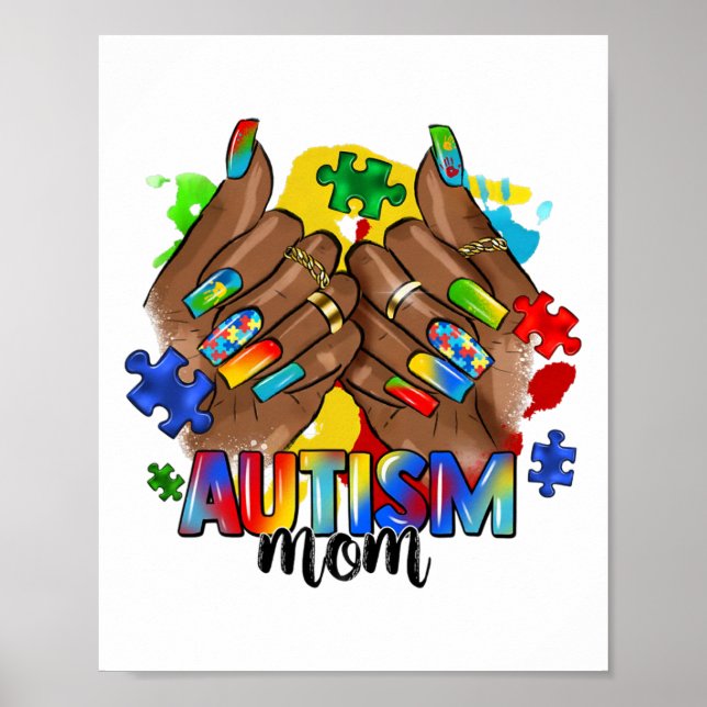 Affiche Afro Black Nail Autism Maman Sensibilisation sur l (Devant)