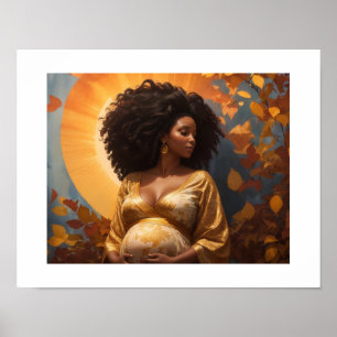 Affiche Afro Femme Grossesse Maternité Infirmière Art