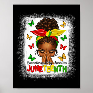 Affiche Afro Girls Black Women Messy Bun Celebrate Junetee