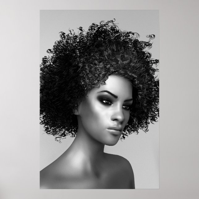 Affiche Afro Hair Render 3D (Devant)