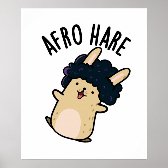 Affiche Afro Hare Funny Rabbit With Afro Pun  (Devant)