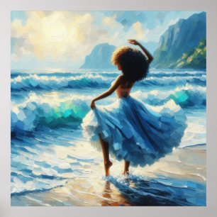 Affiche Afro Louange déesse Divine Beauté Huile Peinture