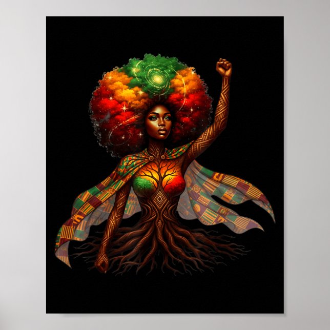 Affiche Afro Queen Black Woman African Roots Melanin Black (Devant)