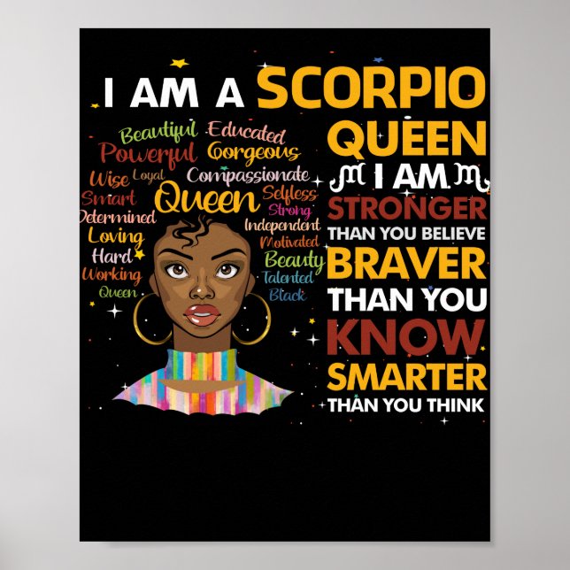Affiche Afro Scorpio reine Septembre Août Virgo Zodiac (Devant)