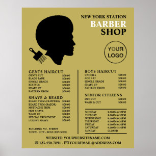 Affiche Afro Style, liste des prix des barbiers pour homme