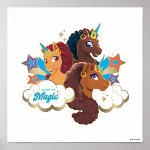 Affiche Afro Unicorn "Fabriqué en magie" Trio Design