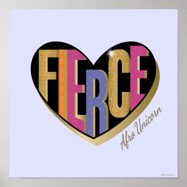 Affiche Afro Unicorn Fierce Heart Design (Devant)