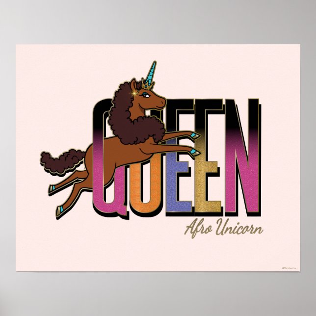 Affiche Afro Unicorn Queen Design (Devant)