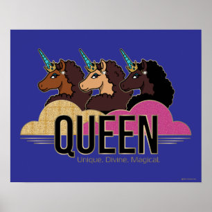 Affiche Afro Unicorn Queen Trio Design