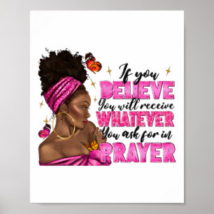 Affiche Afro Woman Puff Bun Et Religion Prière De Foi Juin
