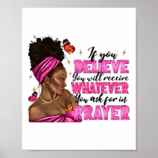 Affiche Afro Woman Puff Bun Et Religion Prière De Foi Juin