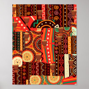 Affiche Afrocentric Kente Tribal Pattern  Throw Pillow