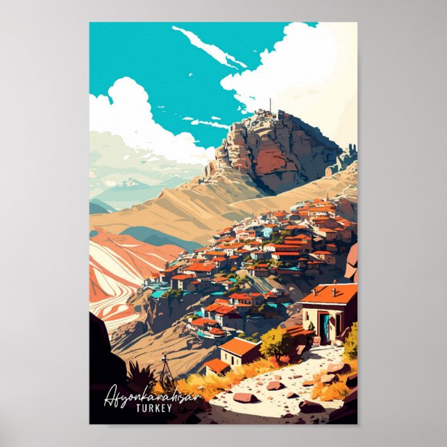 Affiche Afyonkarahisar Turquie illustration de voyage vint (Devant)