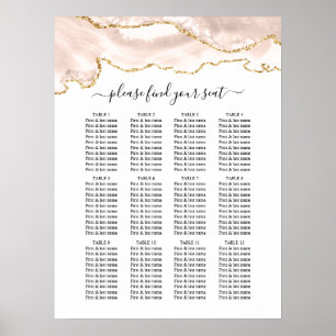 Affiche Agate Blush & Gold Parties scintillant Mariage Sie