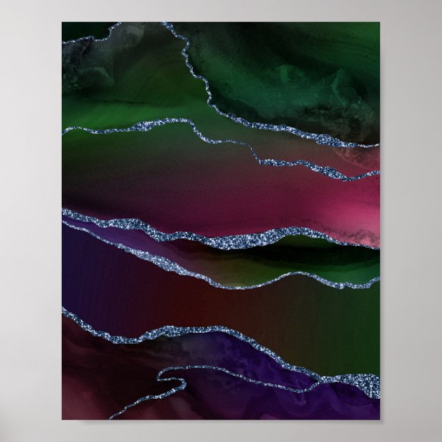 Affiche Agate dynamique | Couleur rose et vert pour bijou (Devant)