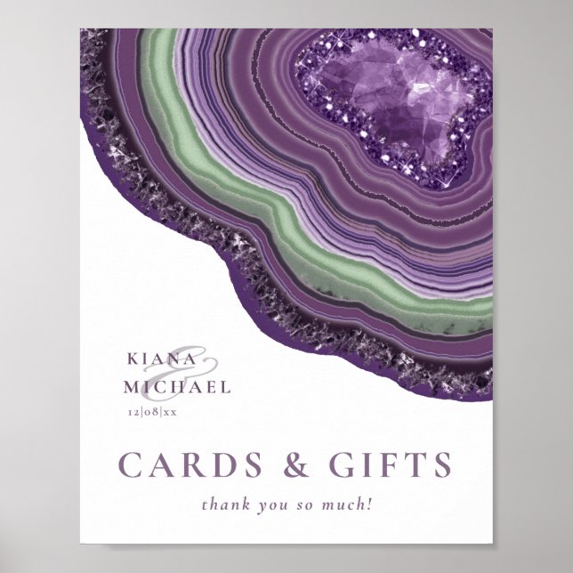 Affiche Agate Geode Parties scintillant Cartes et cadeaux  (Devant)