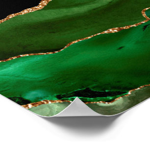 Affiche Agate Marbré Vert Émeraude Contemporain