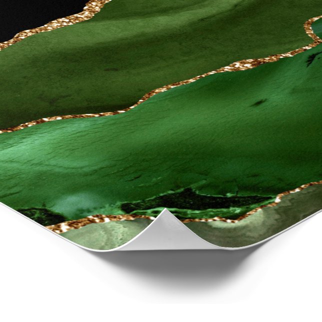 Affiche Agate Marbré Vert Émeraude Contemporain (Coin)