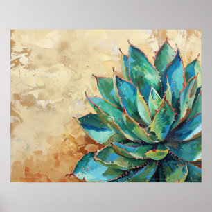 Affiche Agave verte Cactus Peinture sud-ouest