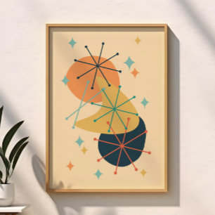Affiche Âge Atomique Rétro Milieu du Siècle Moderne Abstra