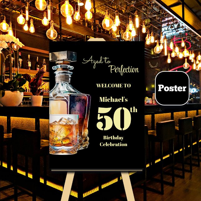 Affiche Aged to Perfection Men's 50th Whiskey Birthday (Créateur téléchargé)
