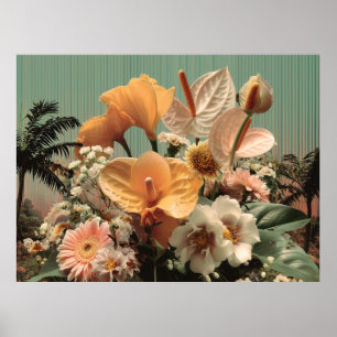 Affiche Agencement floral d'anthurium et de fleurs tropica