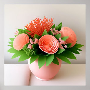 Affiche Agencement floral élégant dans un vase pastel
