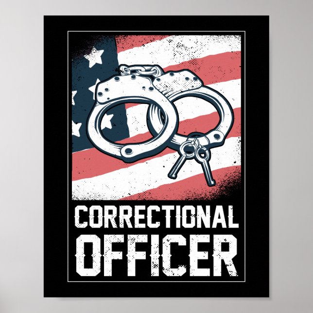 Affiche Agent correctionnel Drapeau américain mince argent (Devant)