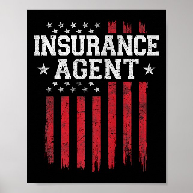 Affiche Agent d'assurance Fier drapeau américain Usa Patri (Devant)