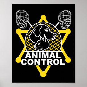Affiche Agent de contrôle des animaux attrapeur de chats c