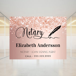 Affiche Agent de signature de prêt notarial rose gold blus