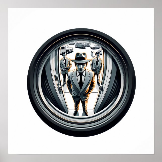 Affiche Agents en gris à la porte | Fisheye (Devant)