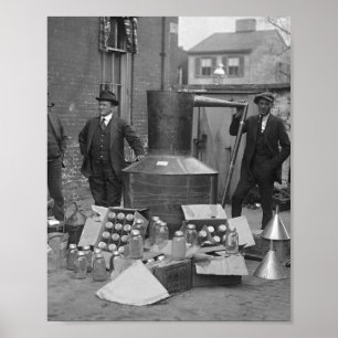 Affiche Agents Interdiction Avec Lune Toujours 1922