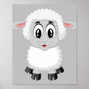 Affiche agneau mouton mignon animal de ferme bébé