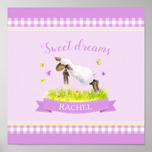 Affiche Agneau sautant mignon caprice nom personnalisé nur
