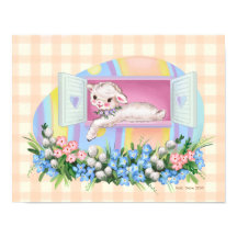 Agneau vintage inspiré dans l'art des oeufs de Pâq