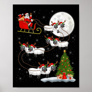 Affiche Agneaux Mouton Père Noël Sleigh Flying Funny Magiq
