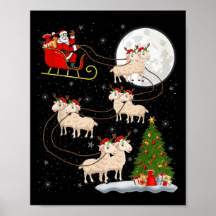Affiche Agneaux Mouton Père Noël Sleigh Flying Funny Magiq