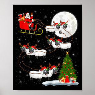 Affiche Agneaux Mouton Père Noël Traîneau Volant Drôle Mag