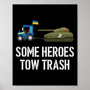 Affiche Agriculteur ukrainien remorquant un char abandonné