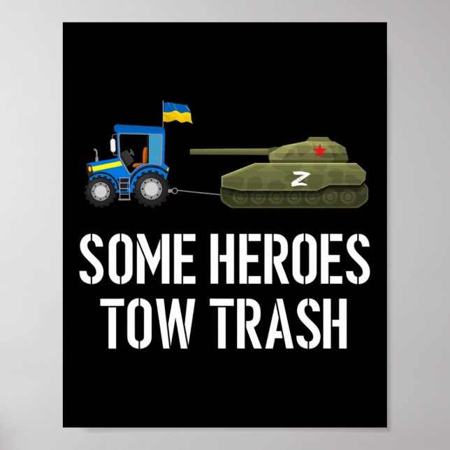 Affiche Agriculteur ukrainien remorquant un char abandonné (Devant)