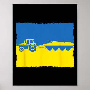 Affiche Agriculteur ukrainien volant un char russe avec un