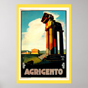 Affiche Agrigento Sicile Italie Voyage Vintage