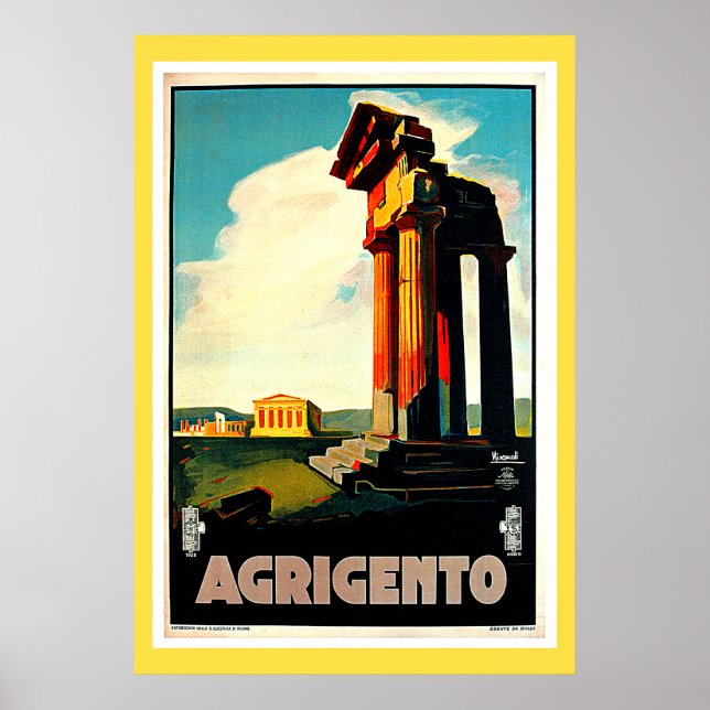 Affiche Agrigento Sicile Italie Voyage Vintage (Devant)