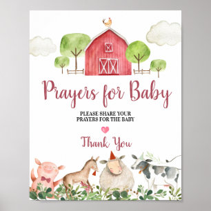 Affiche Agritourisme Animaux Barnyard Prières pour bébé