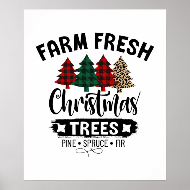 Affiche Agritourisme Fraîche Arbre de Noël Buffalo Plaid (Devant)