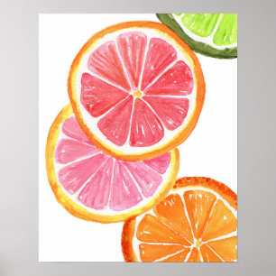Affiche Agrumes 16 X 20 Aquarelle Art